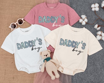 Daddy's Boy Bubble Romper Bodysuit, Funny Retro Romper, Newborn Outfit, Fathers Day, Father's Day Gift, Short Sleeve Bubble Romper