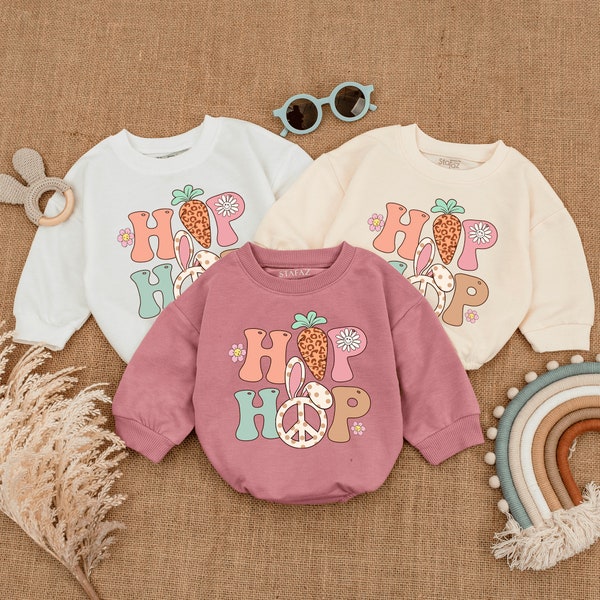 Hip Hop Baby Romper, Easter Baby Outfit, Easter Retro Bodysuit, Newborn baby gift, Infant girl clothes, Toddler easter outfit, Baby Clothes