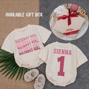 Personalized Birthday Girl Short - Sleeve Romper, First Birthday Outfit, Pink Theme Birthday Shirt, Bubble Romper, Girl Birthday outfit