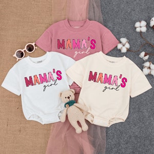 Mama's Girl Pink Bubble Romper Short Sleeve, Baby Baggy t-shirt Romper, Mommy's Girl Tee, Mothers Day Gift, New Mom Gift, Baby girl outfit