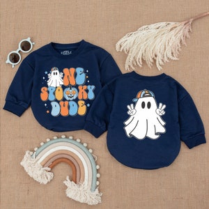 Un mameluco de Halloween con diseño de fantasma para el primer cumpleaños, mi primer atuendo de Halloween, mameluco burbuja, regalo para baby shower, disfraz de Halloween para niño.