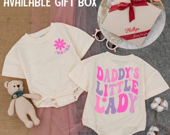 Custom Daddy's Little Lady Romper Short - Sleeve, Father Daughter, Oversized Romper, Cute Daddy's Girl, Fathers Day Outfit, Infant Outfit