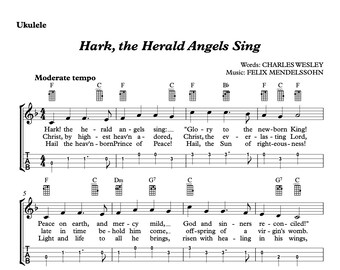 Hark! the Herald Angels Sing (for Ukulele with TAB)