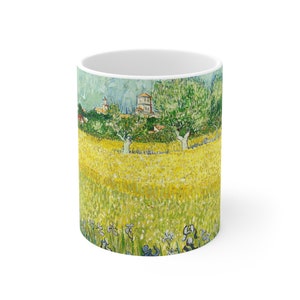 Champ avec des fleurs près d&#39;Arles Mug | Tasse Vincent Van Gogh | Tasse scénique \ Coupe Van Gogh | Passe au lave-vaisselle et au micro-ondes !