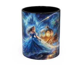 Cinderella Coffee Mug, Princess Cup with Artwork of Cinderella & Her Castle, Fairytale Mug, Magical Gift for Fans of Classic Tales