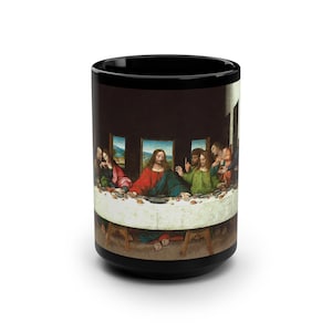 Last Supper Mug Leonardo Da Vinci Mug | Jesus Mug | Christian Cup | 15 oz Black Ceramic | Handmade Religious Drinkware | Christ&#39;s apostles