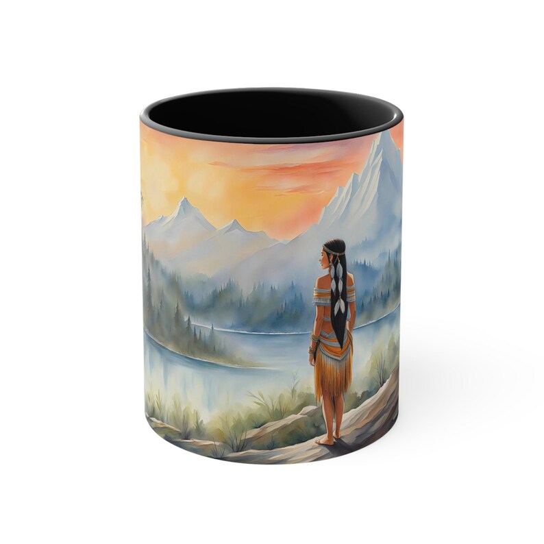 Pocahontas Mug | Native American Mug | Indian Mug | Fairy Tale Mug Cup | Scenic Historical Mug | Mountains River Drinkware Gift Women Stuff image 5