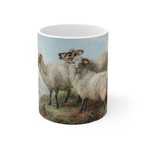 Big Horn Schaf Tasse | Tier-Becher | Schäfchen Becher Keramik | Schaf Kaffeetasse für Frauen & Männer | Berg handgemachte Keramik Trinkgefäß Geschenk