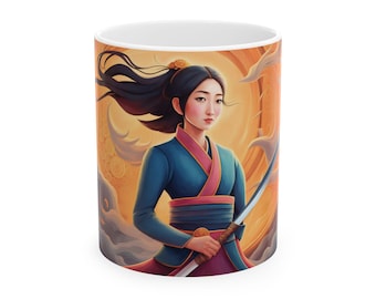 Mulan Mug | Chinese Mug | Princess Legendary Fairy Tale Mug | Kids Mugs Girls  | 11 oz Ceramic Mug for Women | Mug for Girls Women