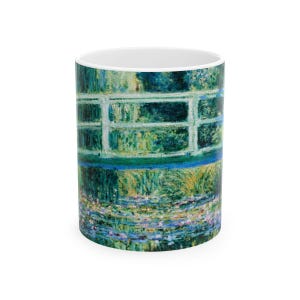 Claude Monet Water Lily Pond Coffee Mug - Symphony in Green Art Cup - Impressionist Gift for Art Lovers - 11oz Ceramic Mug for Tea & Coffee
