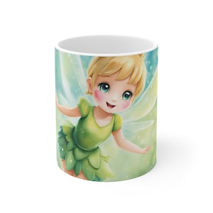 Tinker bell Mug | Fairy Tale Mug | Adorable Kids Mugs | 11 oz Ceramic Mug for Women | Princess Mug for Girls | Kawaii Mug Cup Peter Pan Mug