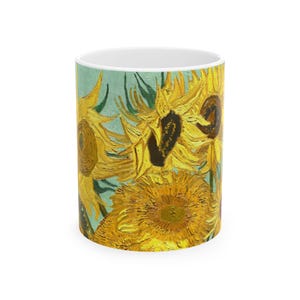 Van Gogh Sunflowers Coffee Mug, Vase Mug Yellow Floral Art Cup, Still Life Painting, Gift for Art Lovers, Sunflower Design, Van Gogh Artwork