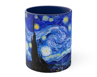 Starry Night Mug | Starry Night Coffee Mug | 11 oz Ceramic Van Gogh Mug | Van Gogh Coffee Mug | Van Gogh Gifts | Starry Night Cup