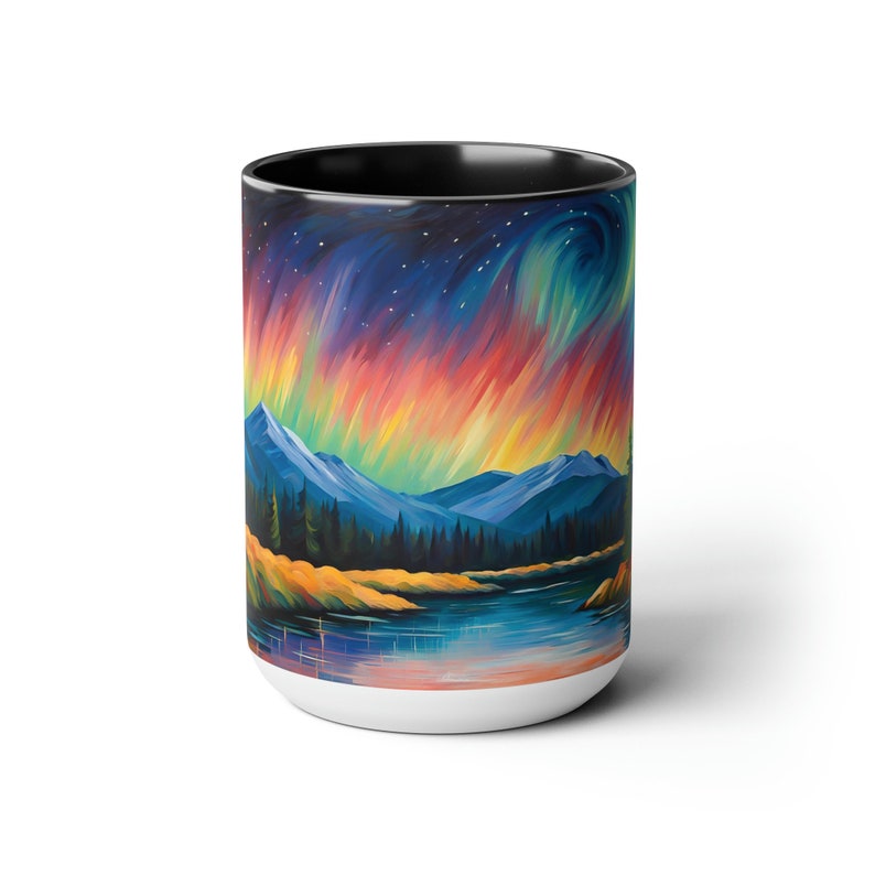 Large 15 Oz Northern Lights Mug Aurora Borealis Mug, Northern Lights