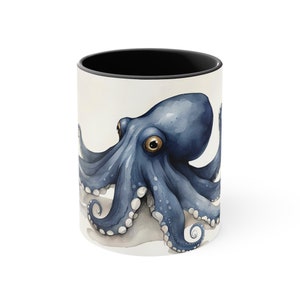 Cool Octopus Coffee Mug | Sea Ocean Mug Sea Animal Mug |  Sea Octopus Drawing Coffee Mug WaterColor Octopus Mug | 11 Oz Ceramic Cup |