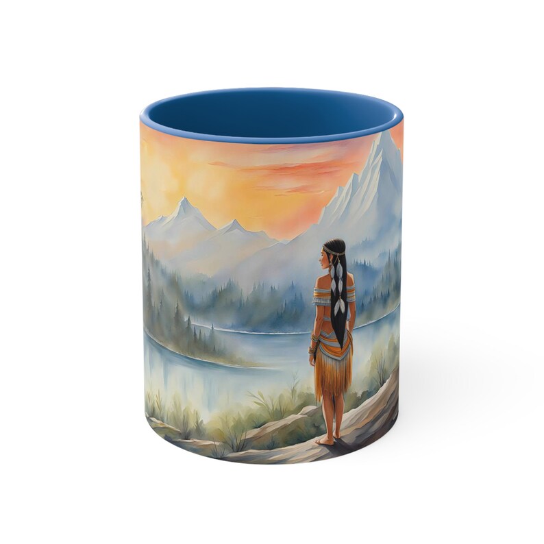 Pocahontas Mug | Native American Mug | Indian Mug | Fairy Tale Mug Cup | Scenic Historical Mug | Mountains River Drinkware Gift Women Stuff image 8