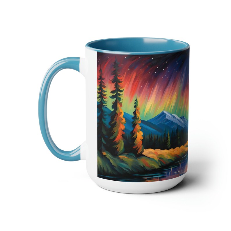 Large 15 Oz Northern Lights Mug Aurora Borealis Mug, Northern Lights