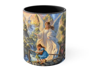 Angel Mug | Kids Crossing Bridge Catholic Mug | Christian Mug | Guardian Angel Mug Cup | Christian Gift Decor For Women Men Kids  Ceramic