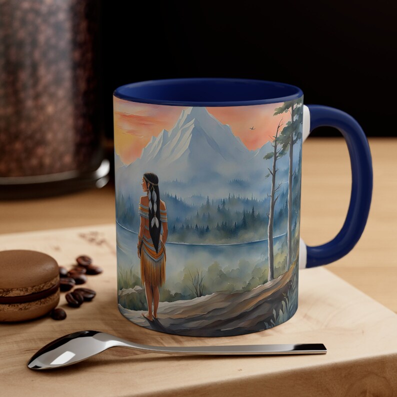Pocahontas Mug | Native American Mug | Indian Mug | Fairy Tale Mug Cup | Scenic Historical Mug | Mountains River Drinkware Gift Women Stuff image 4
