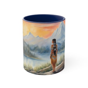 Pocahontas Mug | Native American Mug | Indian Mug | Fairy Tale Mug Cup | Scenic Historical Mug | Mountains River Drinkware Gift Women Stuff image 1
