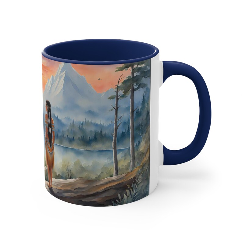 Pocahontas Mug | Native American Mug | Indian Mug | Fairy Tale Mug Cup | Scenic Historical Mug | Mountains River Drinkware Gift Women Stuff image 3