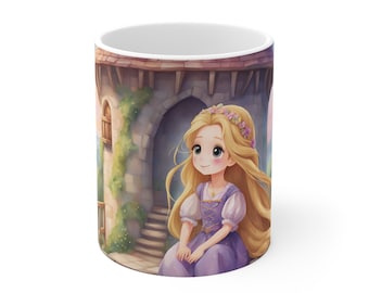 Rapunzel Mug | Fairy Tale Mug For Kids | Adorable Children's Mugs | 11 oz Ceramic Mug for Women | Princess Mug for Girls | Kawaii Mug Cup