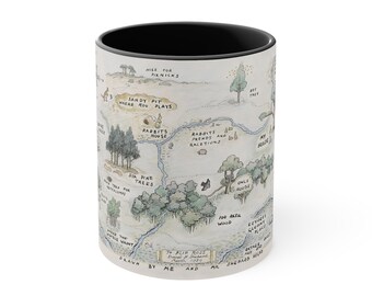 Winnie the Pooh Map Mug | Winnie the Pooh Map Cup  | Winnie the Pooh Mug | 11 Oz Ceramic Drinkware | Gift for Women, Winnie the Pooh Cup Art