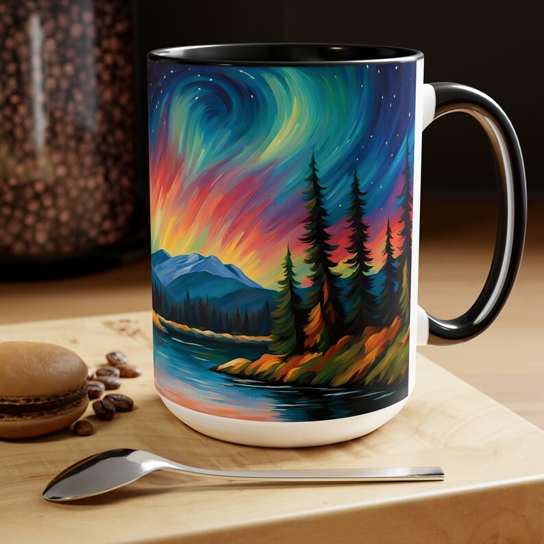 Large 15 Oz Northern Lights Mug Aurora Borealis Mug, Northern Lights