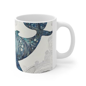 Classic Whale Mug For Women  | Cute Whale shark Mug | Original artwork Design 11 oz Ceramic Cup | Sea Life Drinkware Themed Mug Ceramic Men