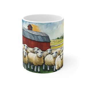 Sheep Mug Handmade | Original Sheep Coffee Mug  | Sheep Cup For Kids & Women | Farm Barn Gift 11 oz Ceramic Mug Watercolor