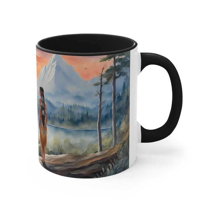 Pocahontas Mug | Native American Mug | Indian Mug | Fairy Tale Mug Cup | Scenic Historical Mug | Mountains River Drinkware Gift Women Stuff image 7