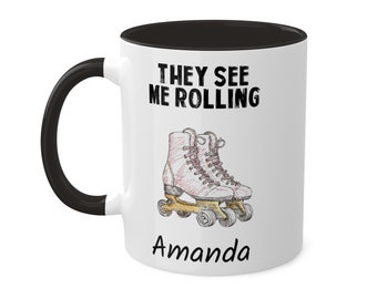 GEPERSONALISEERDE Roller Skate Mok, Roller Skater Mok, Roller Skate Gift, Roller Derby Gift, Roller Skating Gift, 11 oz 300 ml Handgemaakt Keramiek
