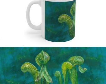 Cobra Lily Carnivorous Plant White Ceramic Mug, 11oz