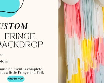 Custom Fringe Backdrop, Party Decor, Streamers, Birthday Party, Fringe wall