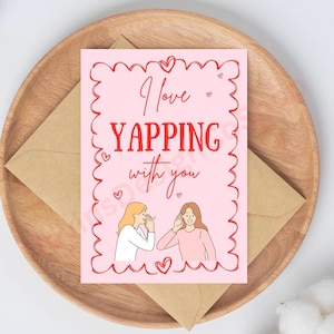 Ich liebe mit Ihnen Yappn Valentinstag Karte, Bester Freund Valentinstag, BFF Valentinstag, Bestie, Canva Vorlage, Pink und Rot, Galentines Tageskarte