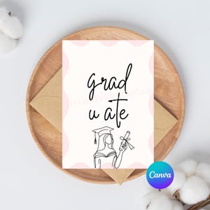 Plantilla de tarjeta de graduación de Grad U Ate, tarjeta plegable imprimible, regalo de graduación de 2025, tiktok brainrot, graduación de secundaria, graduación universitaria