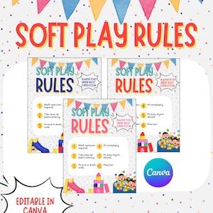 soft play rules sign, soft play equipment, rental, toddler foam soft play, digital, editable, canva, soft play flyer, toddler party rentals