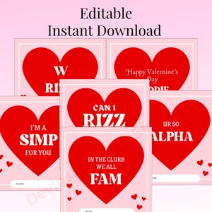 Jargon Valentijnsdagkaarten, Gen Alpha Valentines, Gen Z Valentines, Funny Class Valentines, Valentijnskaarten voor oudere kinderen, Rizz, Baddie, Simp, Bruh