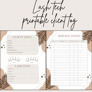 Libro de registro de clientes de Lash Tech, imprimible, formulario de admisión, registro de clientes, descarga digital, perfil de cliente, mapa de pestañas, extensiones de pestañas, formularios