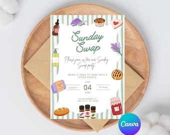 Homemakers Swap, Sunday Swap Party Invitation Template | Printable Swap Party Flyer | DIY Exchange Party, Farmers market at home party
