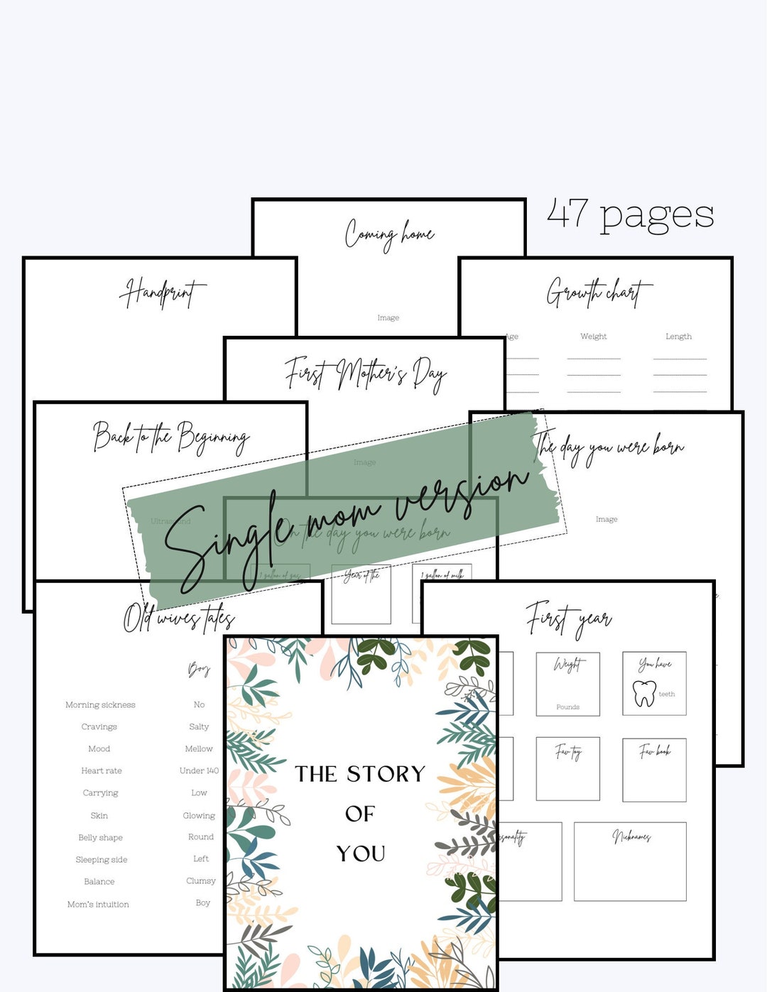 Single Mom Baby Book, Digital Download, Printable, Memory Book, Milestone, Keepsake Book, Baby