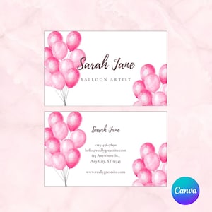 Balloon artist business cards, balloon arch business, balloon garland business card, digital download, party planner, business card template