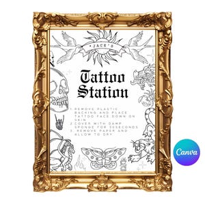 Station de tatouage de fête d&#39;anniversaire Bad TWO The Bone, barre de tatouage temporaire, enseigne de fête d&#39;anniversaire de 2 ans, enseigne de fête imprimable, cadeaux