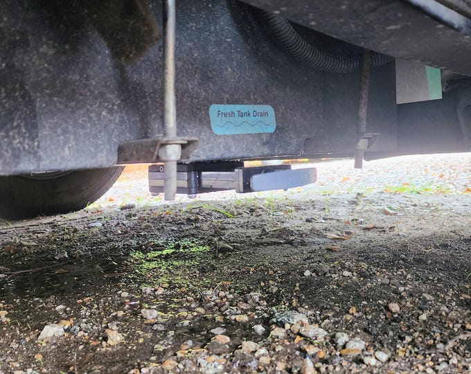 Easy open/close Travato fresh water tank drain valve