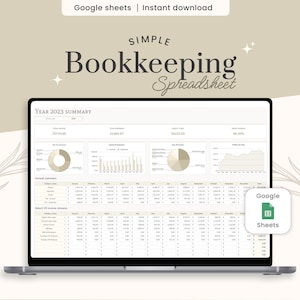 Small Business Bookkeeping Template, Google sheets Bookkeeping Spreadsheet, Expense and Income Tracker, Sales Tracker, Accounting Template