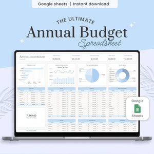 Spreadsheet jaar- en maandbegroting, Google Spreadsheets-sjabloon, Jaarplanner, Financieel Planner, Jaarbegroting, Jaarspreadsheet