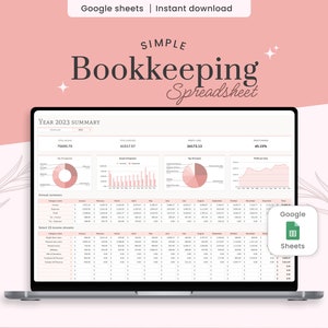 Small Business Bookkeeping Template, Google sheets Bookkeeping Spreadsheet, Expense and Income Tracker, Sales Tracker, Accounting Template