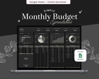 Monthly Budget Spreadsheet: Financial Planner Google Sheets Template (Digital Download)