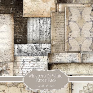 Whispers of white kit、風景画用紙、デジタルジャンクジャーナル、印刷可能な用紙、ジャンクジャーナルキット、ジャンクジャーナル用品、ジャンクジャーナリング