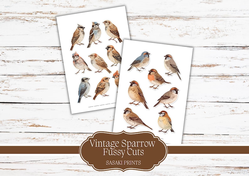 Vintage Sparrow Fussy Cuts – Printable Bird Ephemera for Junk Journal ...